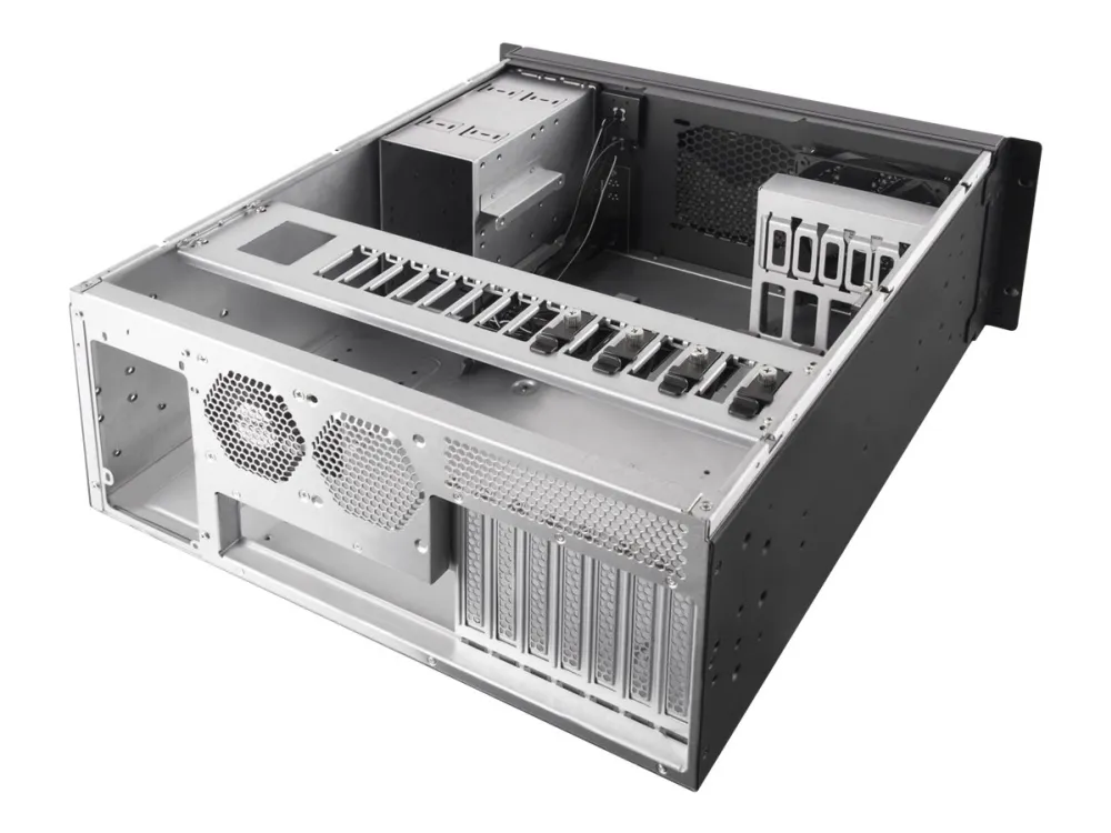 SilverStone RM42-502 - Rack-monterbar - 4U - SSI EEB - ingen strømforsyning (ATX / PS/2) - sort - USB/Lyd