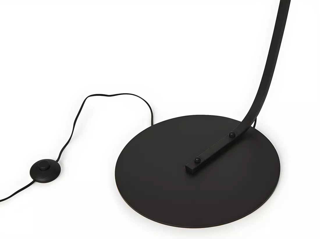Lampadaire arc cannage - style ethnique - Fer et rotin - H. 195 cm - Noir et naturel - NEIROBI