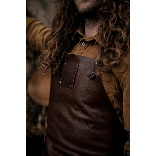 Tablier de cuisine artisanal cuir pleine fleur Buffalo Chocolat Witlof
