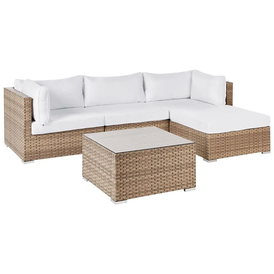 SANO II - Loungeset - Natuurlijk/Wit - Linkszijdig - Kunstrotan