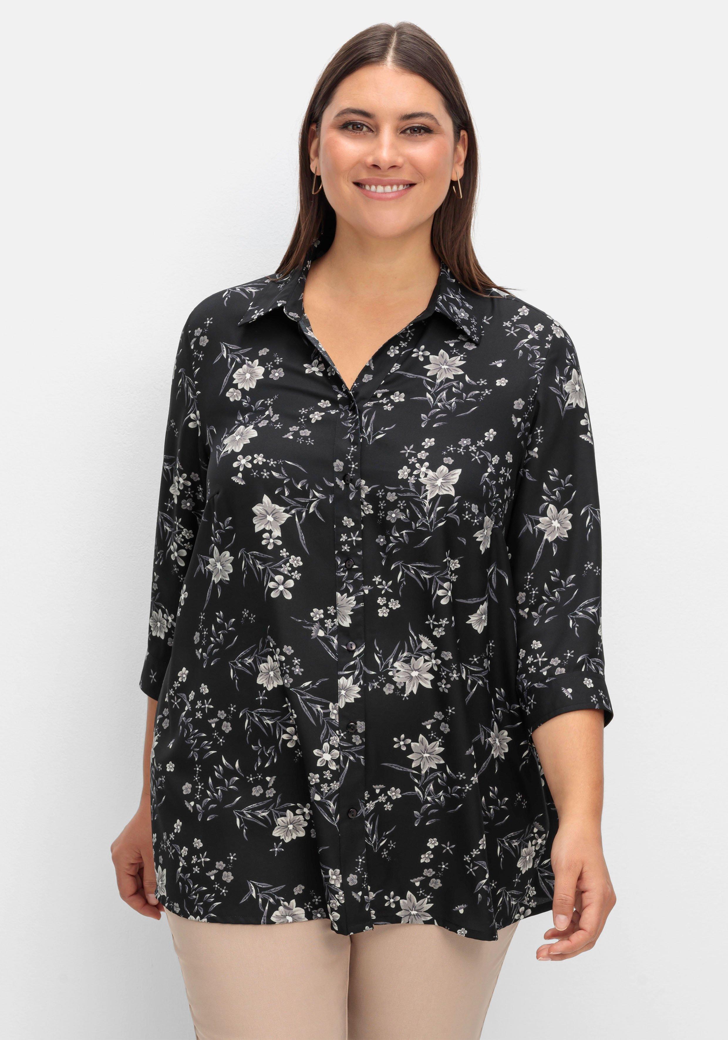 Bluse in leichter A-Linie, mit floralem Print