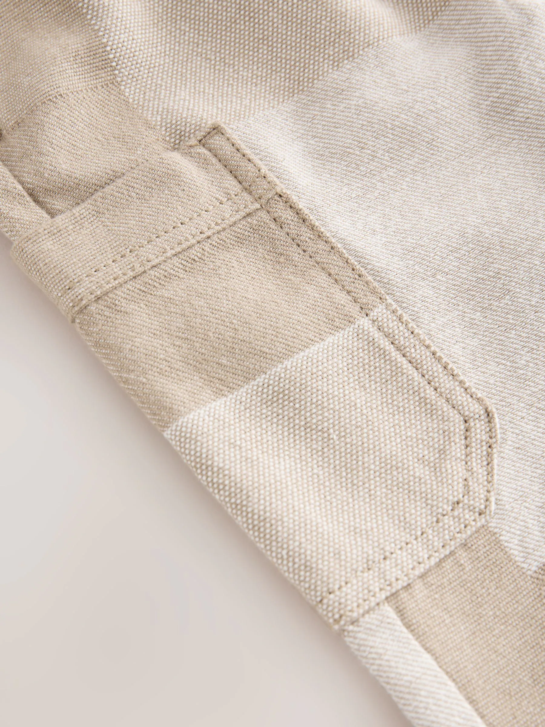 Steenkleurig patchwork - 100% katoenen cargobroek met wijde pijpen en elastische taille (3mnd-7jr)