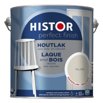 Histor Perfect Finish houtlak hoogglans RAL 9001 wit 2,5 liter