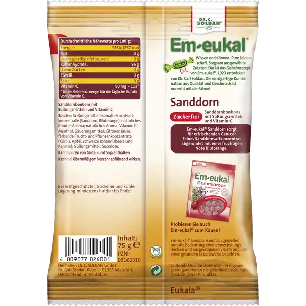 Sanddorn Hustenbonbon zuckerfrei