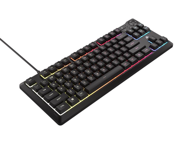 Corsair Gaming-Tastatur K55 CORE TKL RGB Kabelgebundene Membran-Gaming-Tastatur mit 8-Zonen-RGB-Hintergrundbeleuchtung – Schwarz
