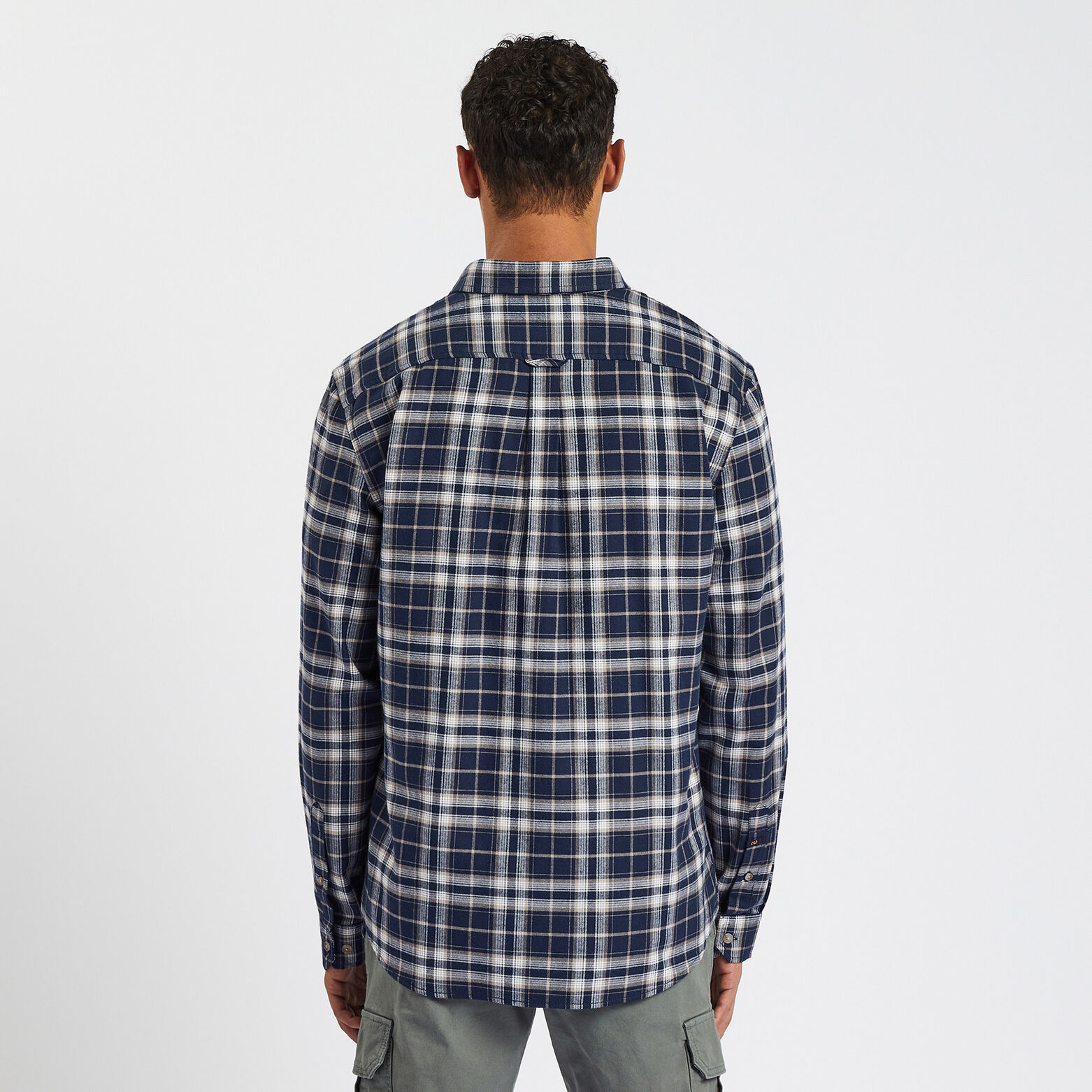 Chemise regular carreaux coton flanelle régénérati Bleu foncé