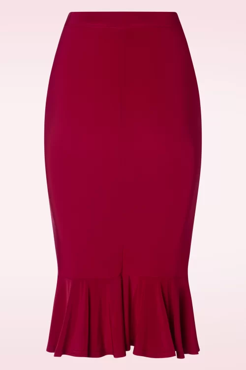 Vintage Chic for Topvintage Gianna Ruffle pencil rok in rood