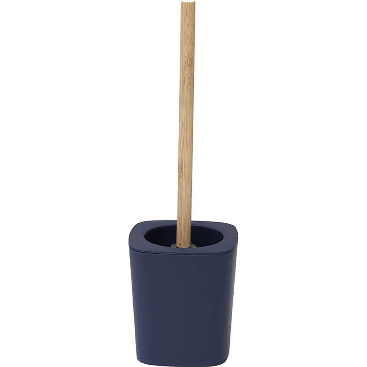 BROSSE WC RUBBER ET ABS BAMBOU BLEU MARINE