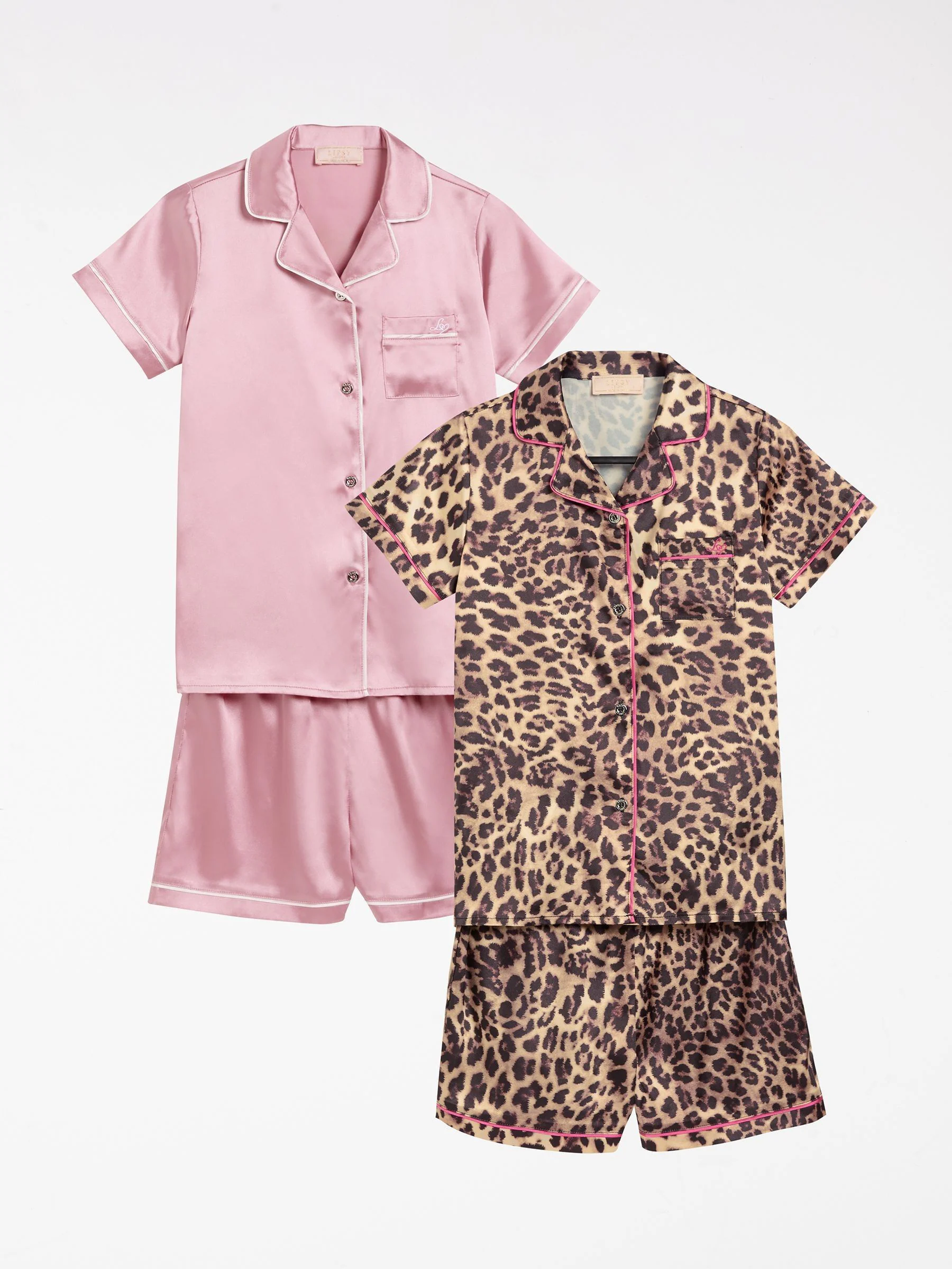 Roze met luipaardprint - Lipsy satijnen pyjama's 2 pack (5-16jr)
