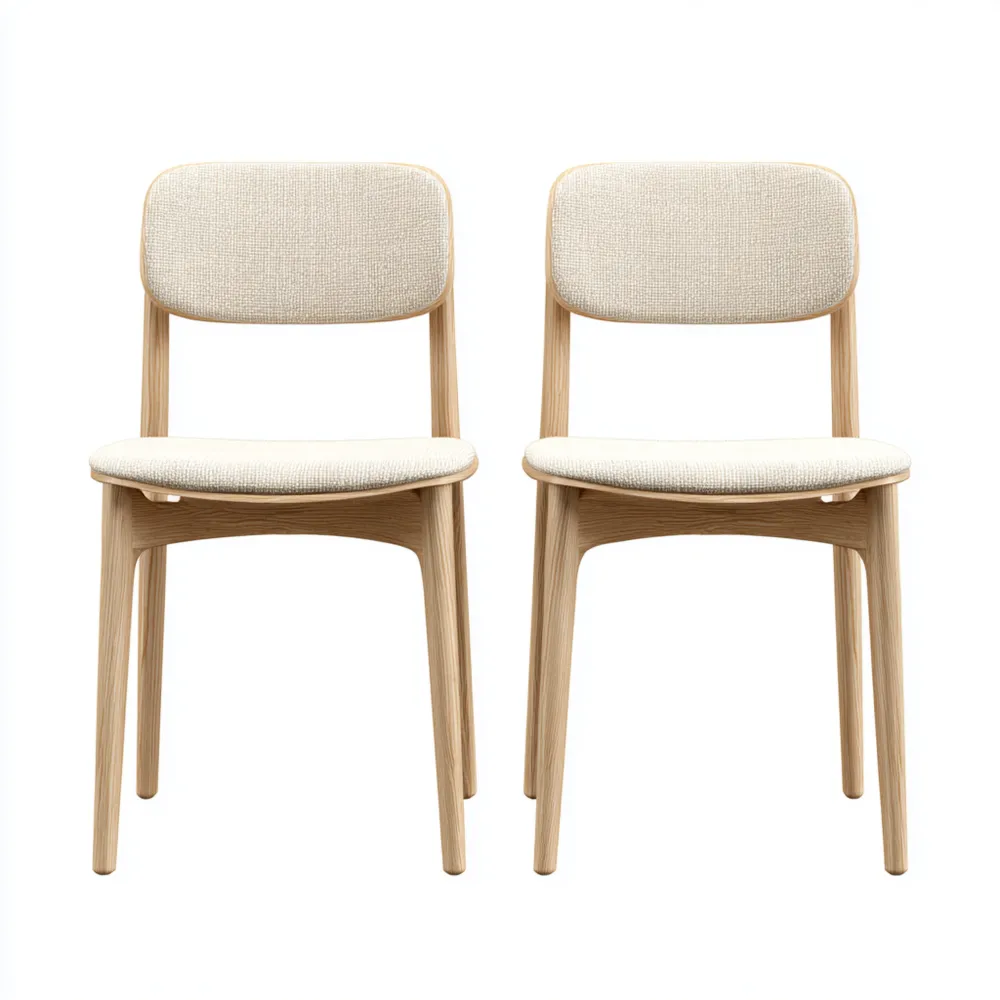 Esszimmerstuhl Set 50x45x80 cm aus Eichenholz und Stoffgepolsterte Sit