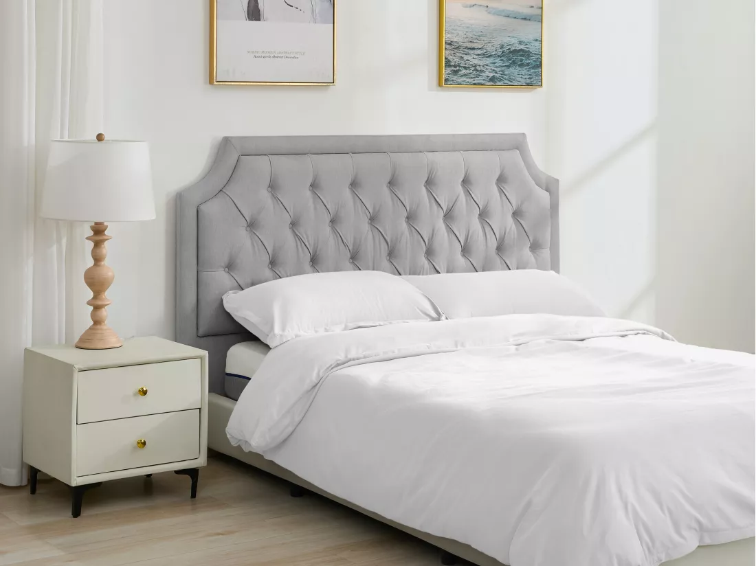Tête de lit capitonnée 170 cm - Tissu - Gris clair - JOHENE