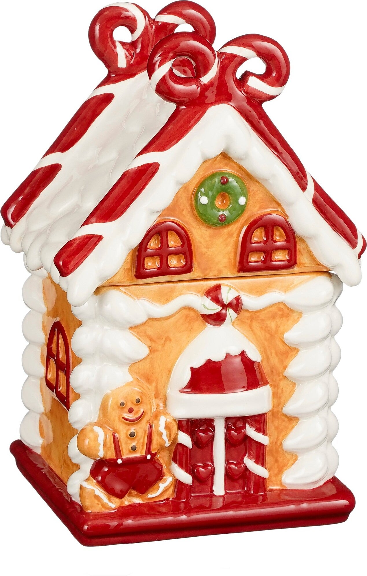 House of Seasons voorraadpot kersthuis bruin 11 x 10 x 19 cm