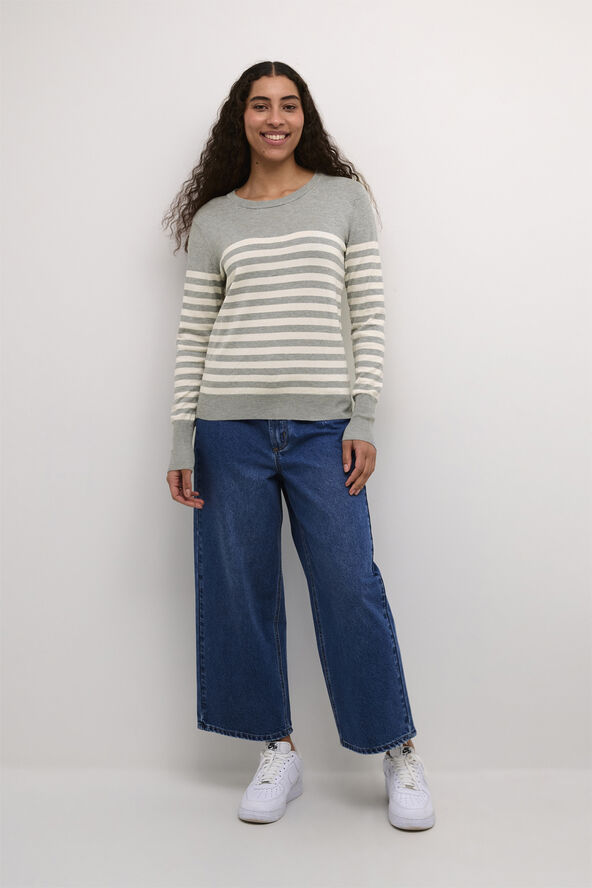 Kaffe KAlizza Striped Knit Pullover Grey melange/turtledove stripe