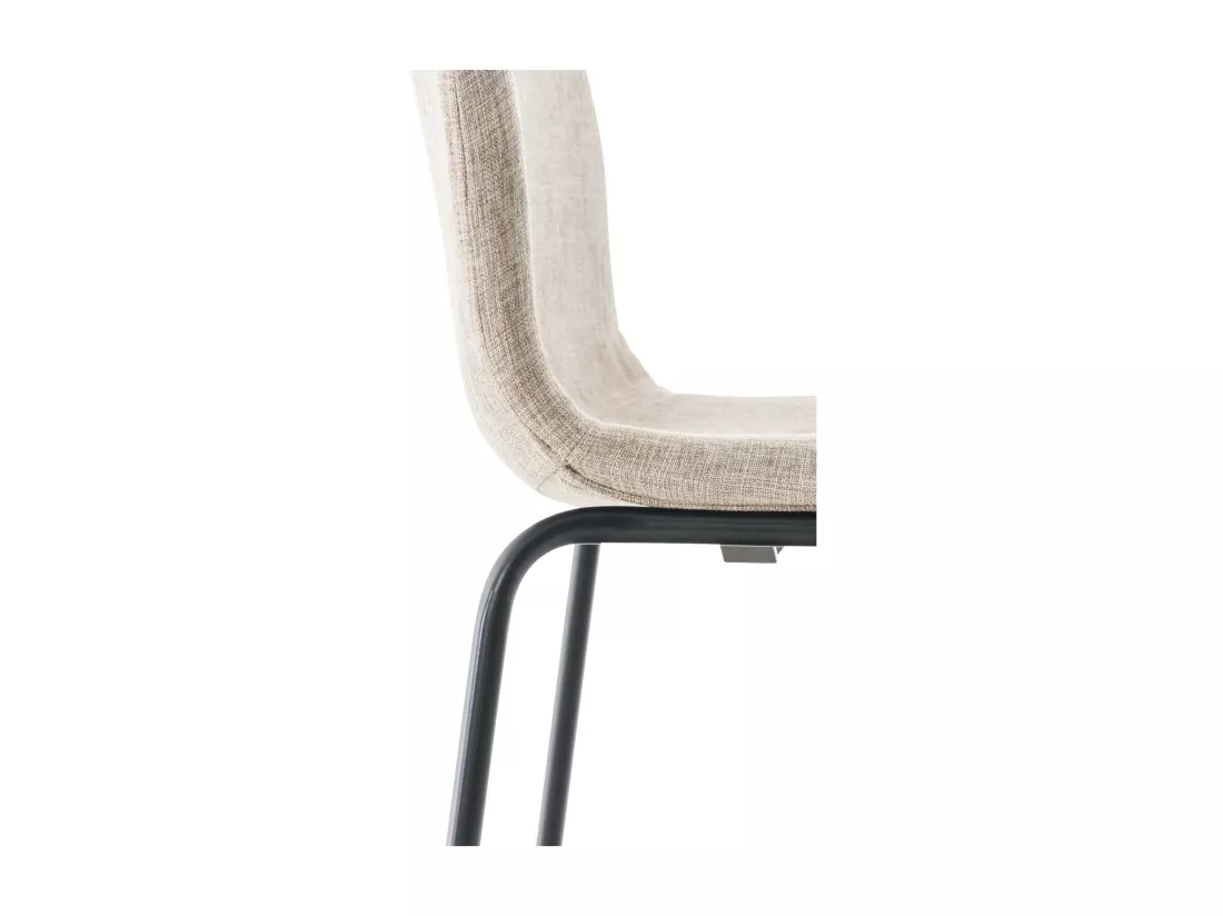 Tabouret de bar - Tissu & Noir - Crème - Hover