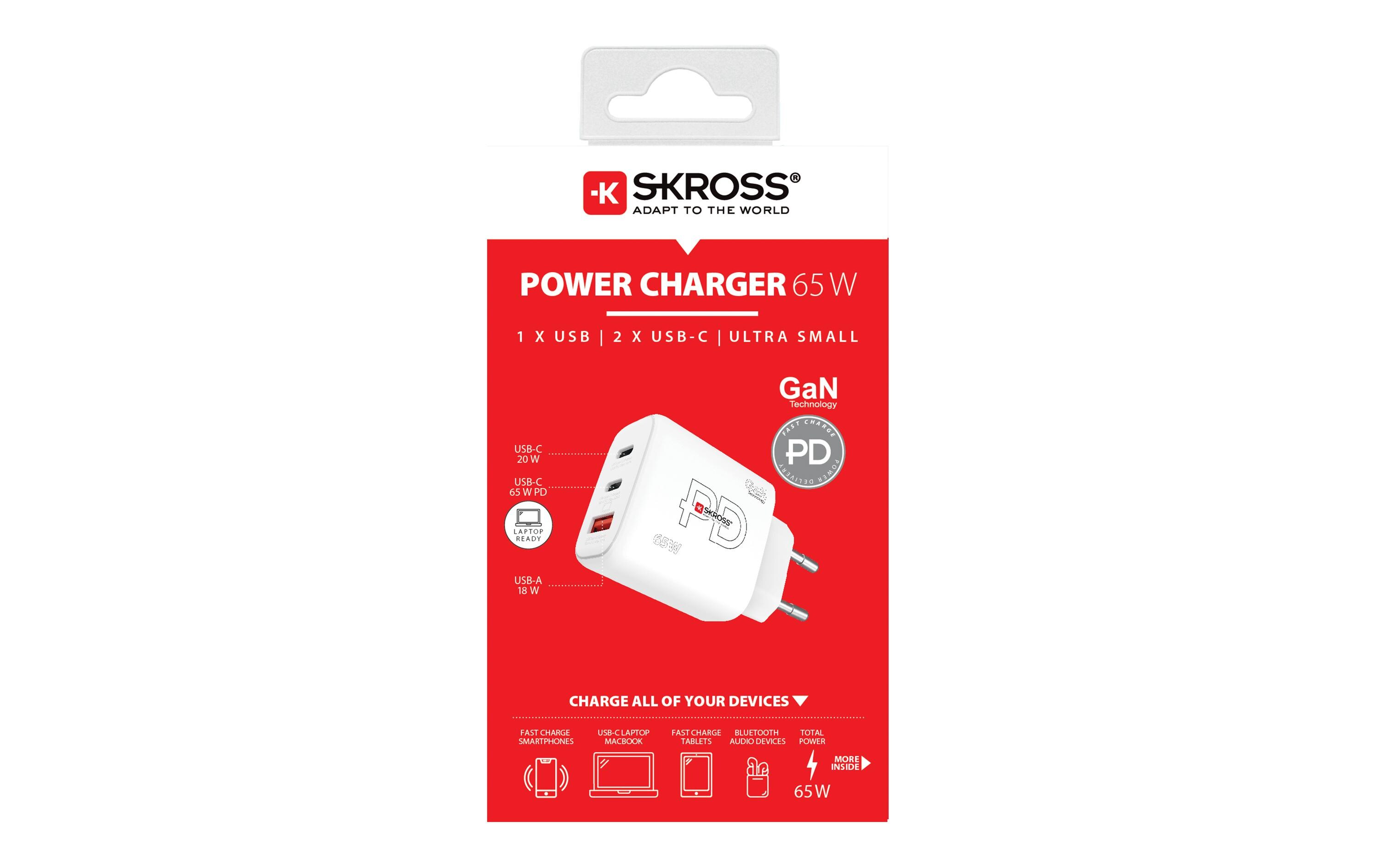 USB-Wandladegerät GaN EU, 2x USB-C, 1x USB-A, 65 W, WeissUltrakleines, leistungsstarkes USB-Ladegerät mit 65 W Leistung