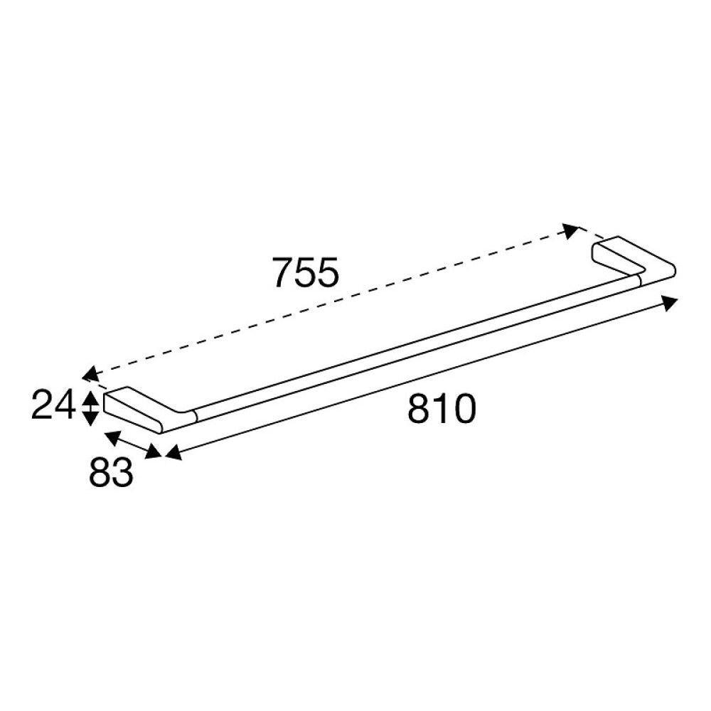 HÅNDKLESTANG PRESSALIT STYLE BØRSTET MESSING ENKEL 81CM