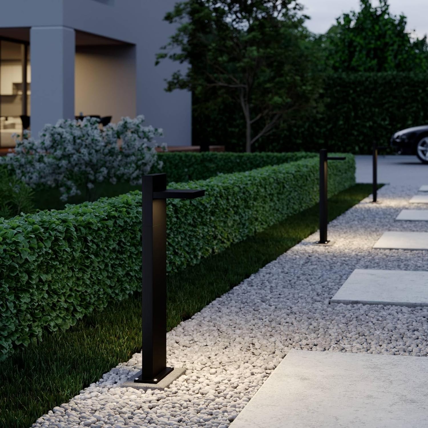 Lucande LED Außenleuchte Silvan (Modern) in Schwarz aus Aluminium (1 flammig,) - Wegeleuchte Pollerleuchte Wegelampe Sockelleuchte