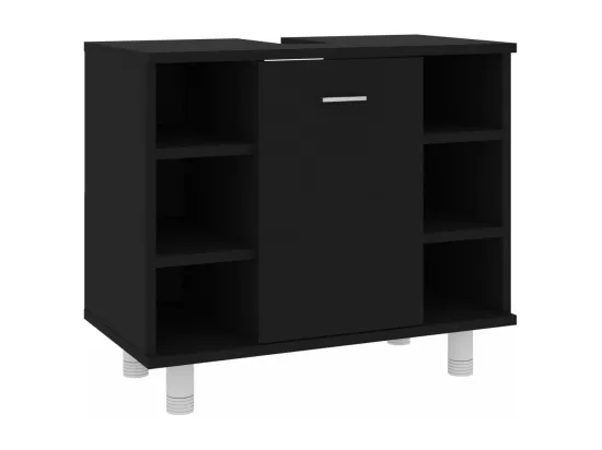 Armoire de salle de bain Noir 60x32x53,5 cm Bois d'ingénierie