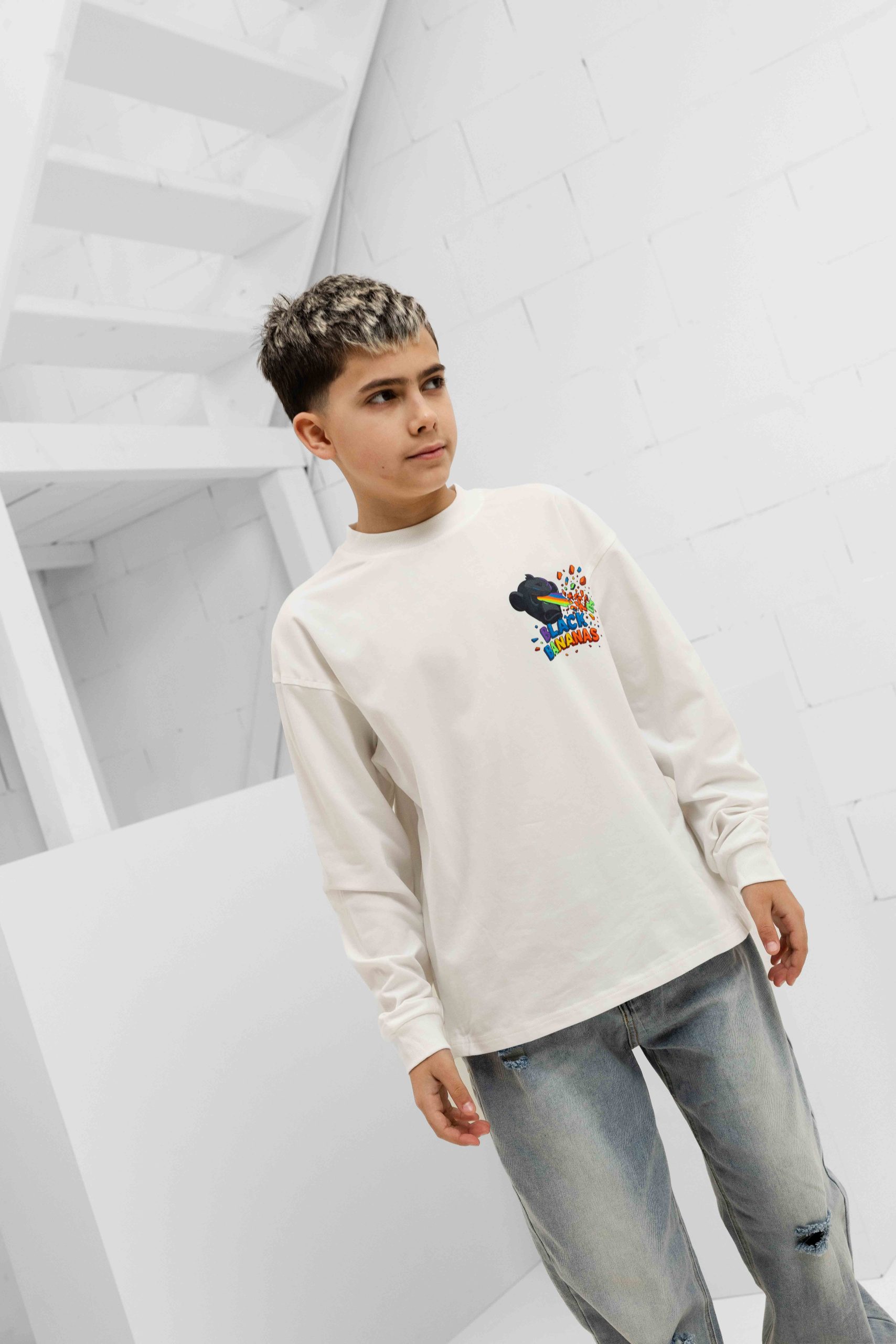 Black Bananas Laser Longsleeve Kids Wit