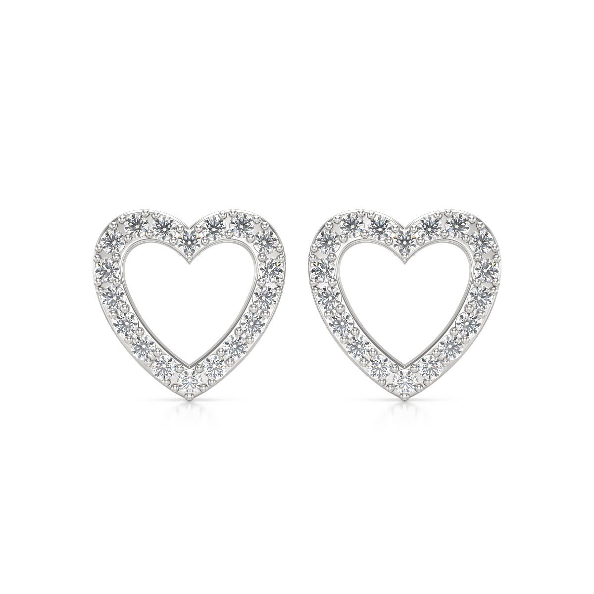 Boucles d'oreilles ADEN Coeur Diamants sur Argent 925 1.284grs