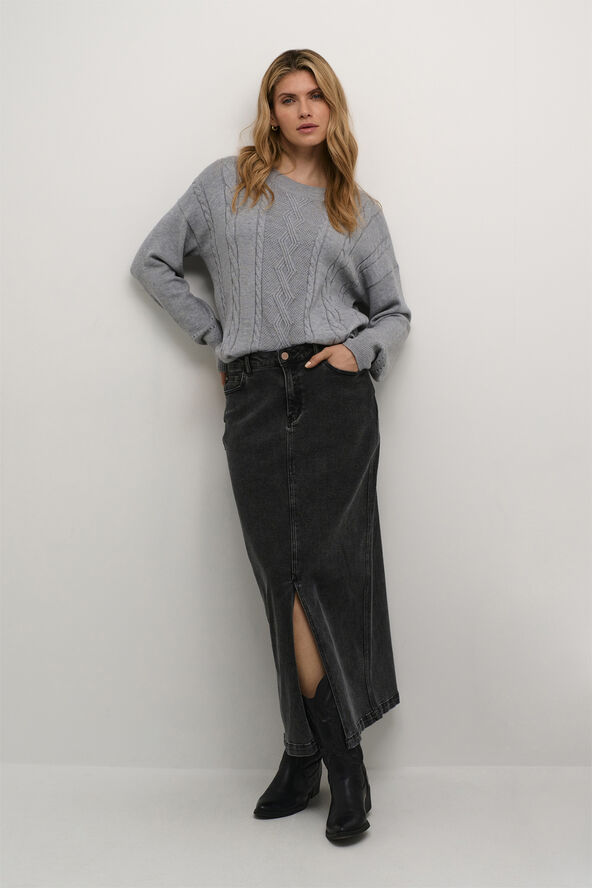 Cream CREbba Denim Skirt Black washed denim