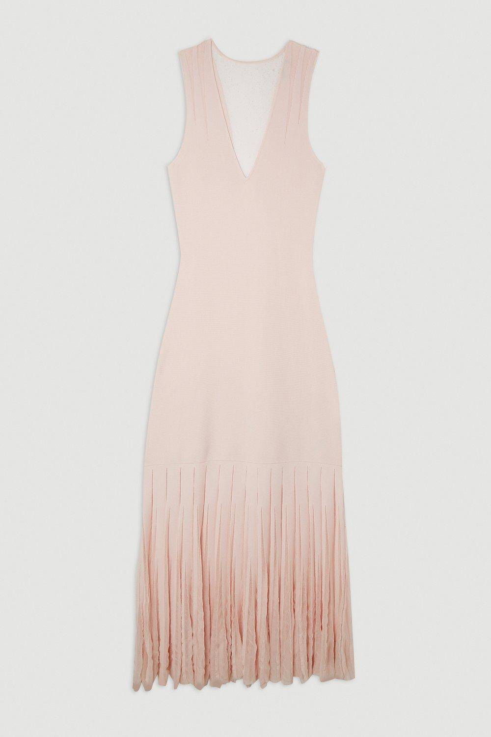 KarenMillen Robe longue en maille maxi à jupe transparente en mélange de viscose