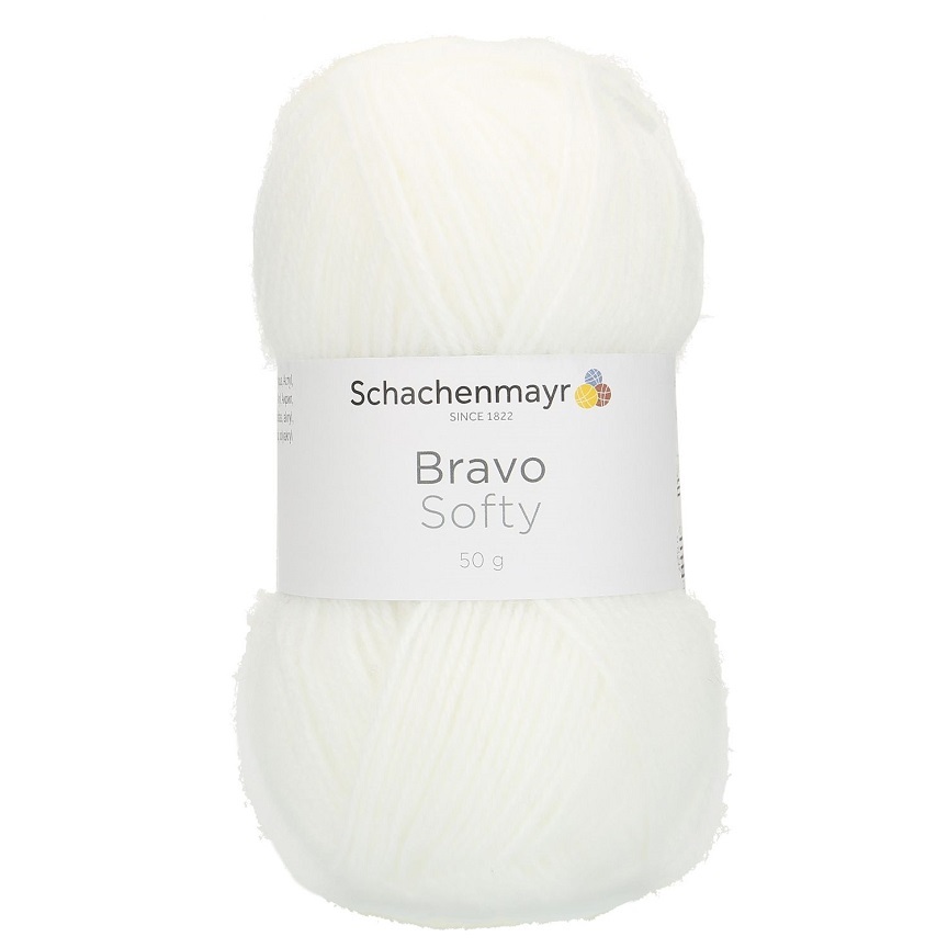Handstrickgarn BRAVO SOFTY - weiß - 50g
