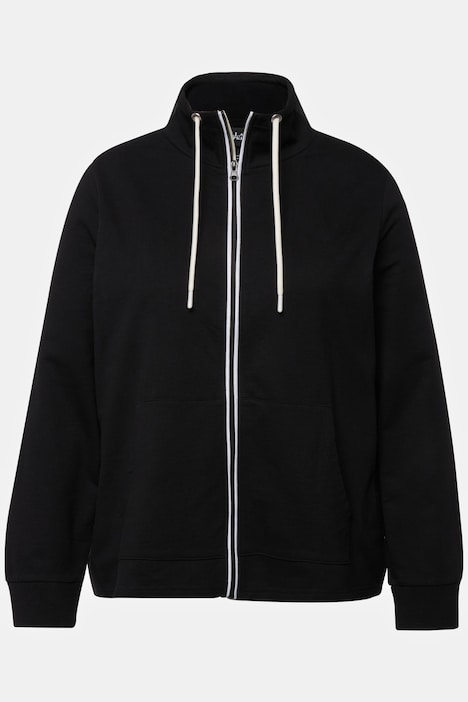 Sweatjacke, Stehkragen, Kängurutasche, hinten länger