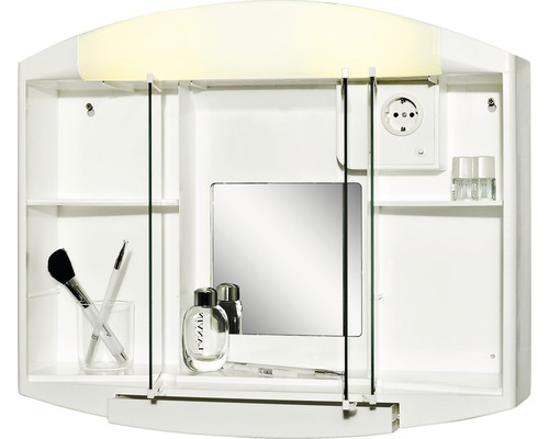 Jokey Elda spiegelkast, 59 x 15,5 x 49 cm, wit, 3-deurs, spaarlamp, IP20