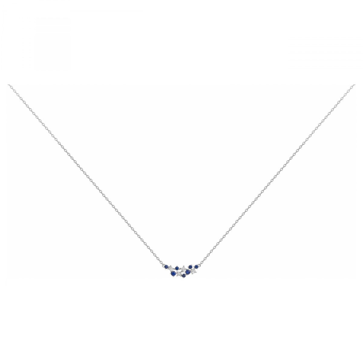 Collier mono-motif en Argent avec spinelle bleu saphir