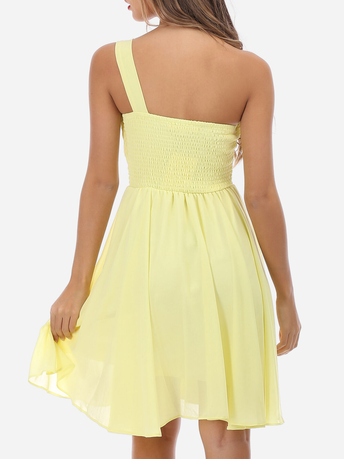 Robe asymétrique drapée- Jaune