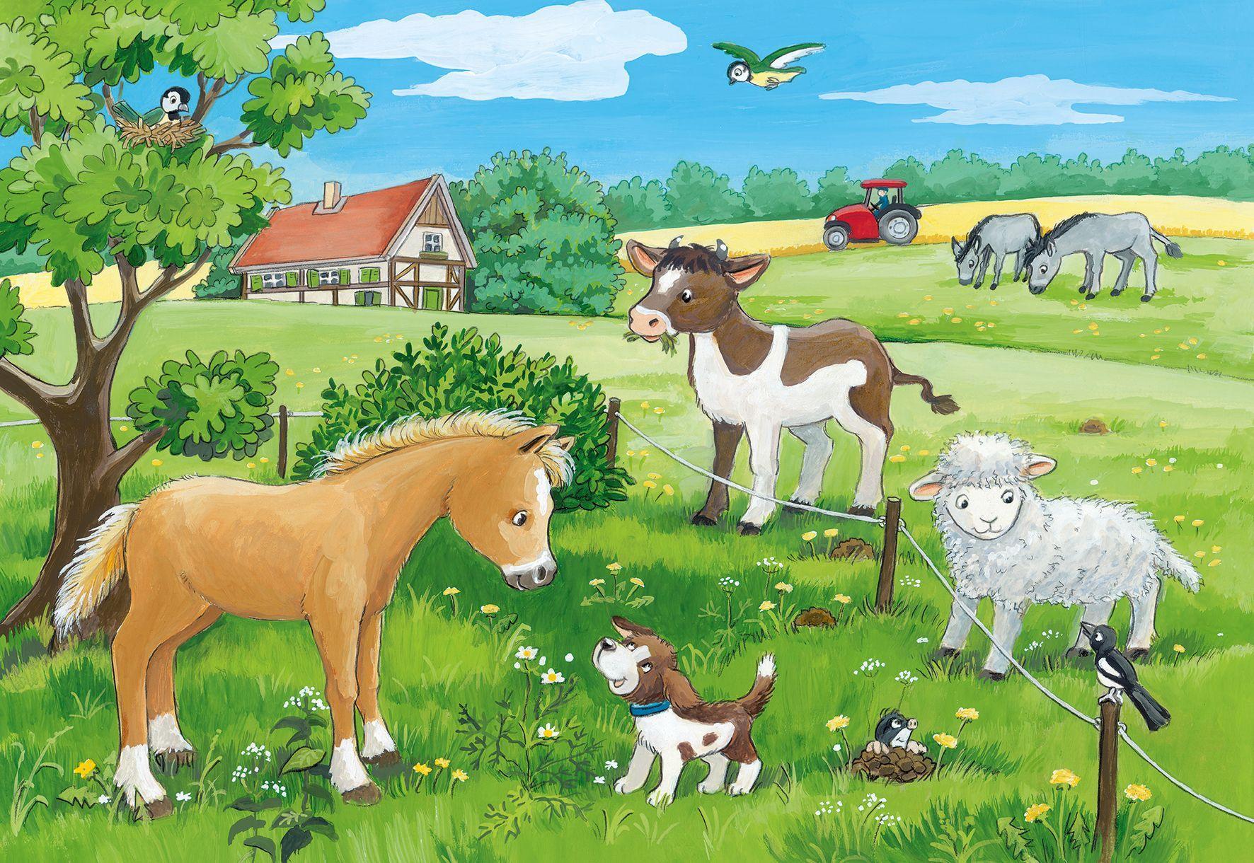Puzzle TIERKINDER AUF DEM LAND 2x12-teilig