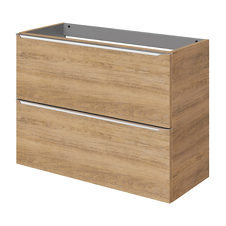 Meuble sous vasque faible profondeur à suspendre GoodHome Imandra décor chêne L. 80 x H. 60 x P. 36 cm