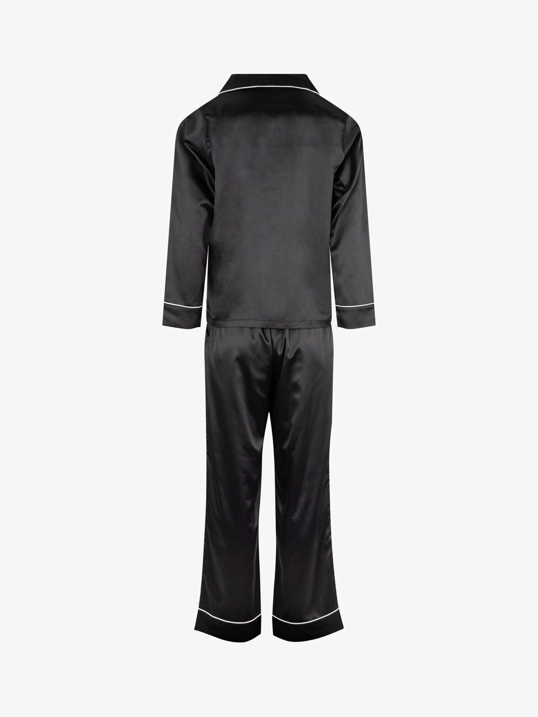 Zwart - The Little Tailor Satijnen Pyjama met Knoopsluiting voor Kerstmis