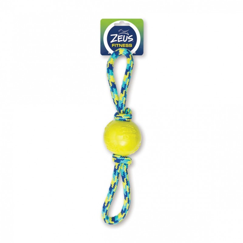 Brinquedo para cães Zeus Fitness Tug com corda dupla e bola em TPR, 40 cm