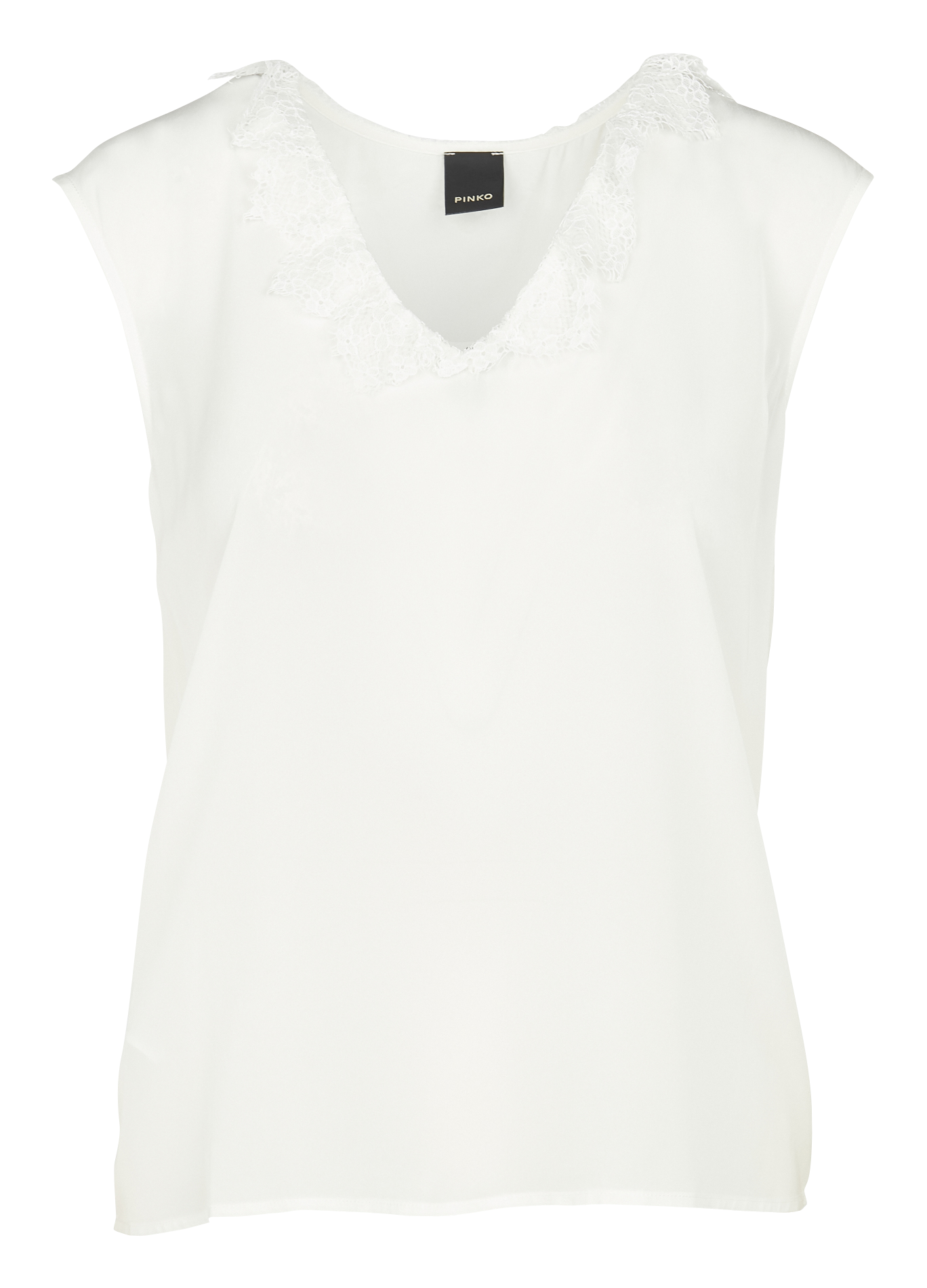 ABBUFFATO - Top col V sans manches à dentelle | Blanc