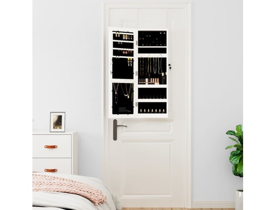VIDAXL - Armoire à bijoux avec miroir et éclairage led mural blanc