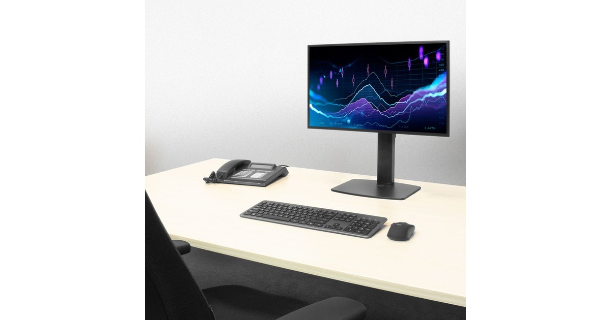 ACT ConnectivityMonitorarm office, op voet met gasveer, 1 scherm bevestiging  (Zwart)