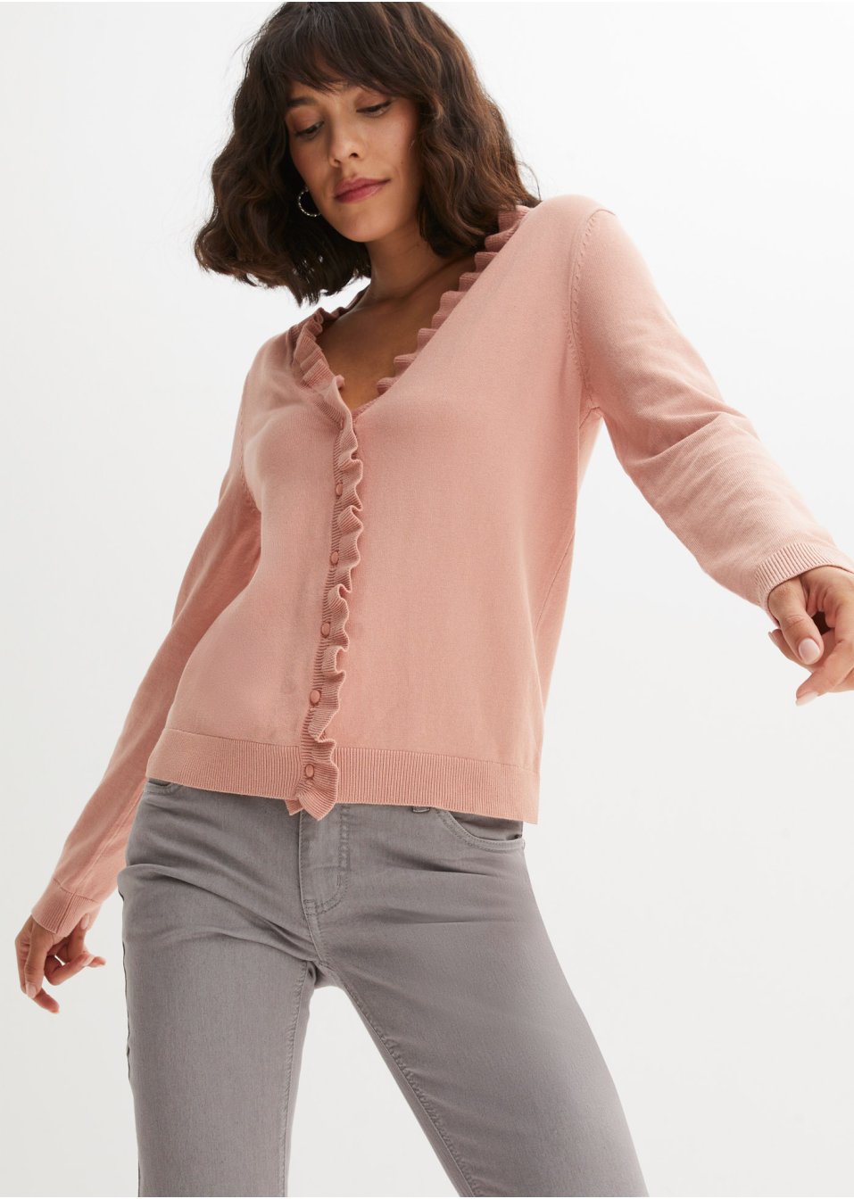 Gilet en maille avec col ruché