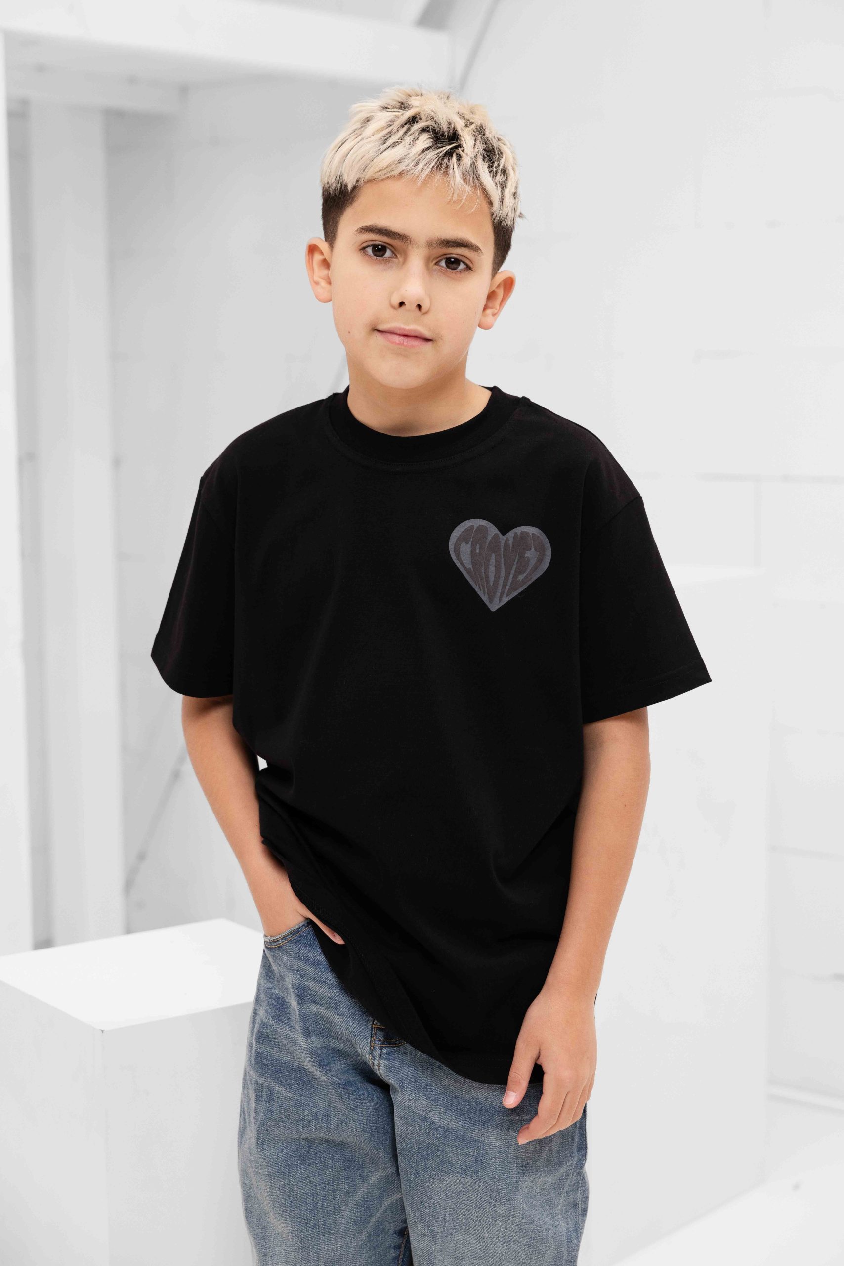 Croyez Mini Puffed Heart T-Shirt Kids Zwart