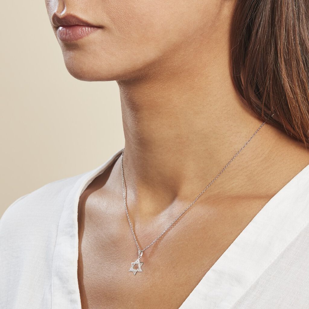 Pendentif Faye Or Blanc Oxyde De Zirconium