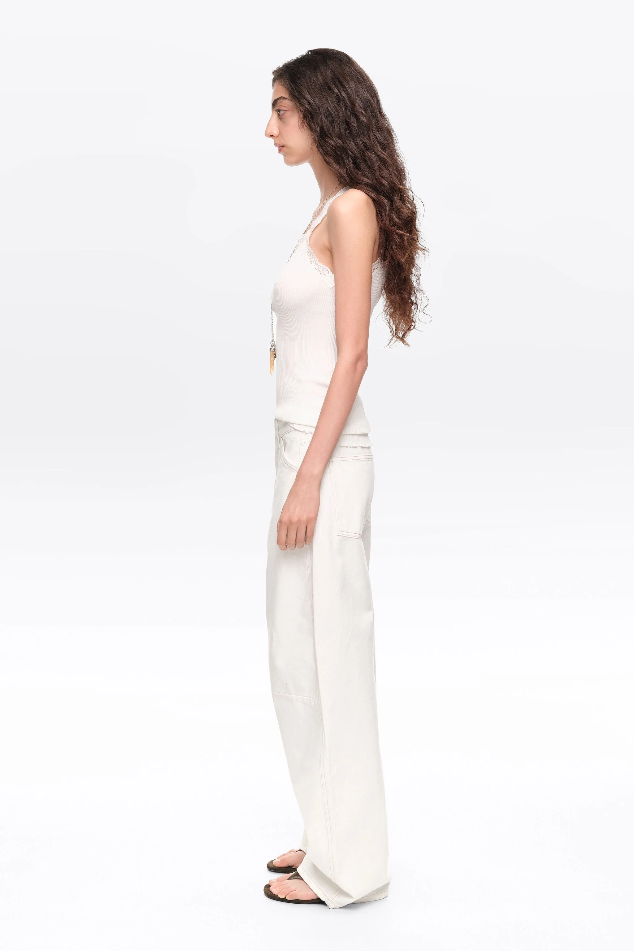 BARREL - Calça jeans branca de 5 bolsos