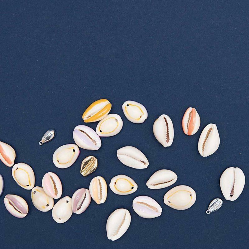 10 perles - coquillages pastel - 2 perforations
