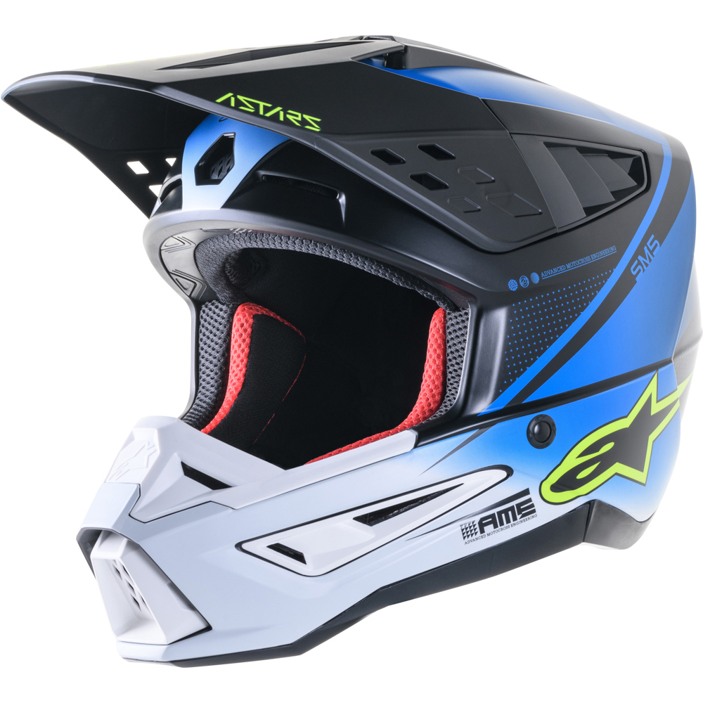 Alpinestars - Casque Supertech S-M5 Rayon Noir / Bleu / Blanc Mat