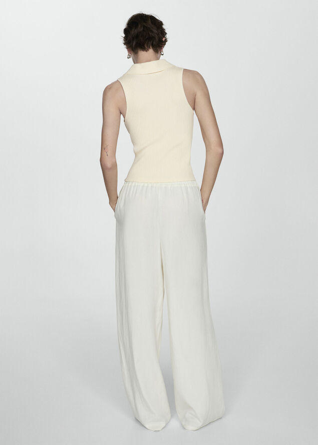 MANGO Buttoned knit top Light beige