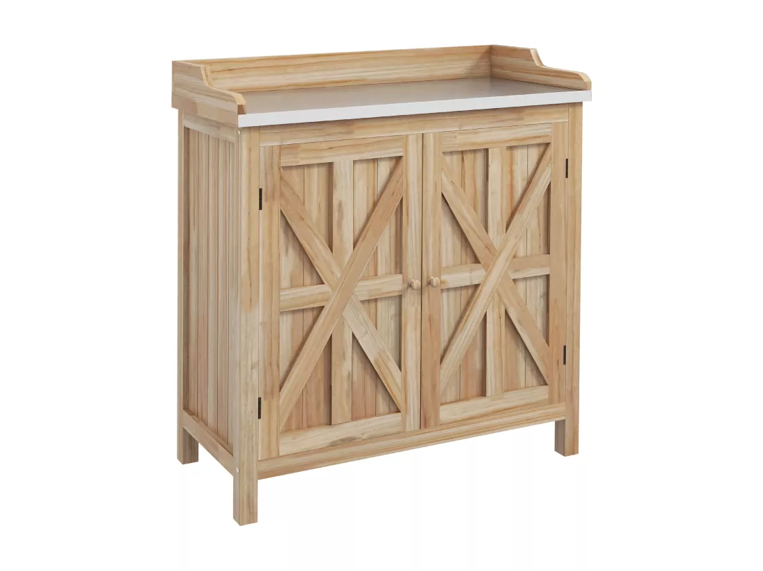 Table de rempotage armoire de jardin 2 en 1 bois sapin acier