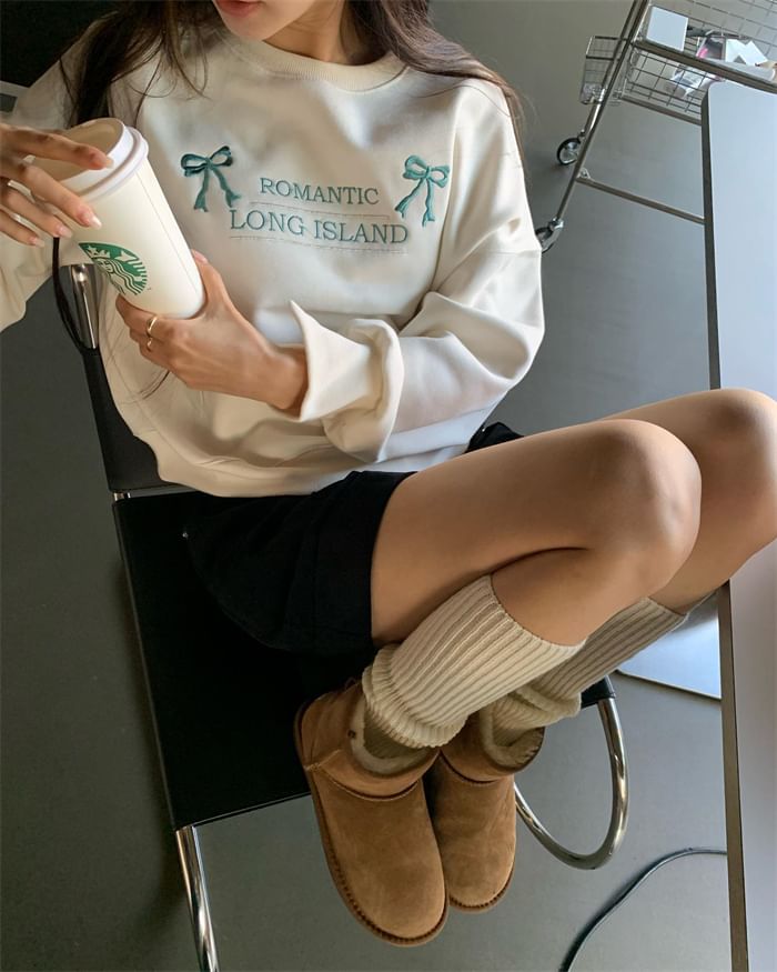 PINPI - Sweatshirt met ronde hals en geborduurde strik