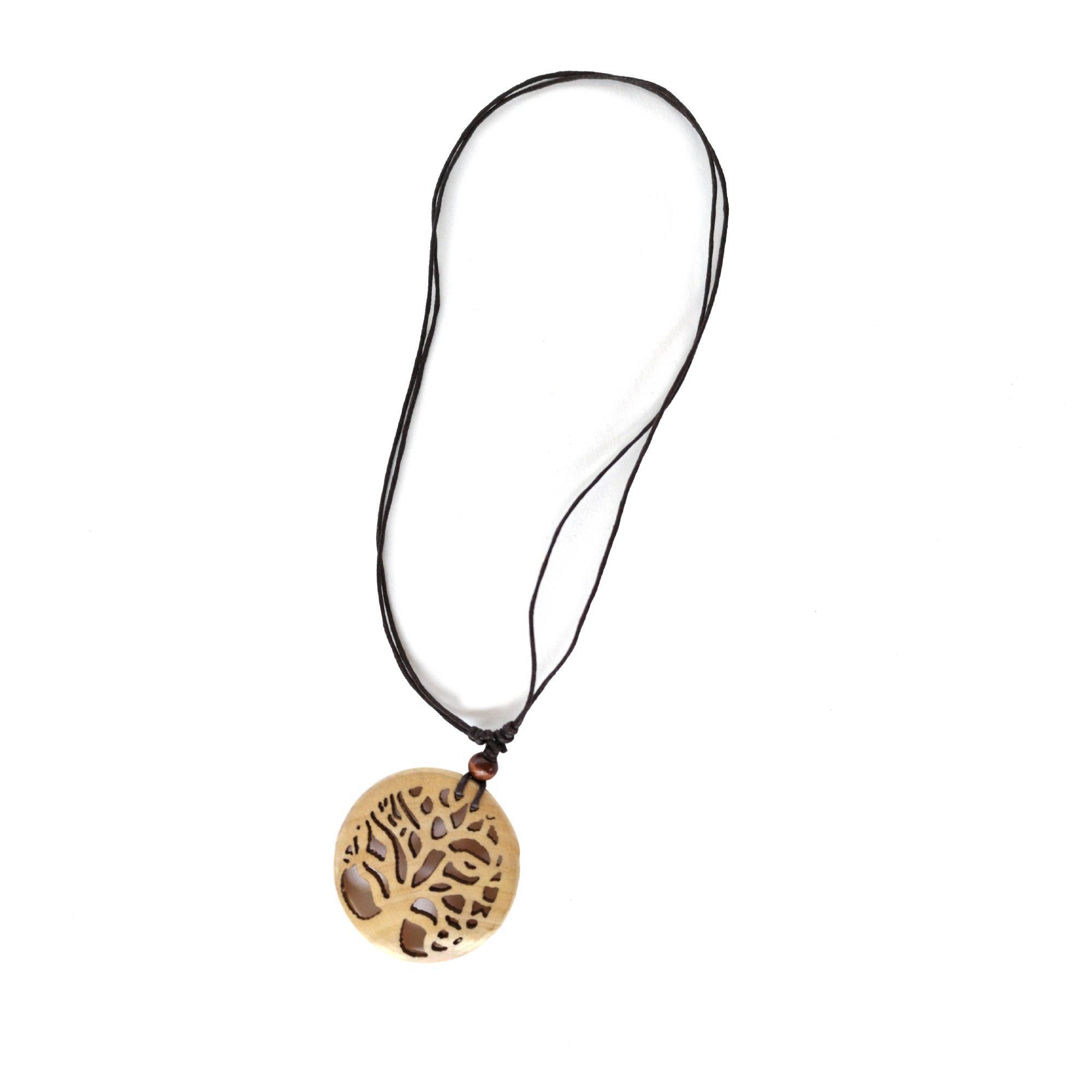 Halskette 'Tree of Life', Hartholz hell, Ø 4 cm, L 40 - 75 cm günstig bestellen