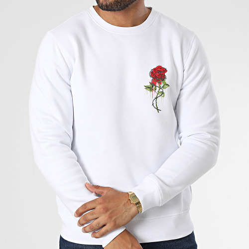 Sweat Crewneck Roses Barbed Blanc