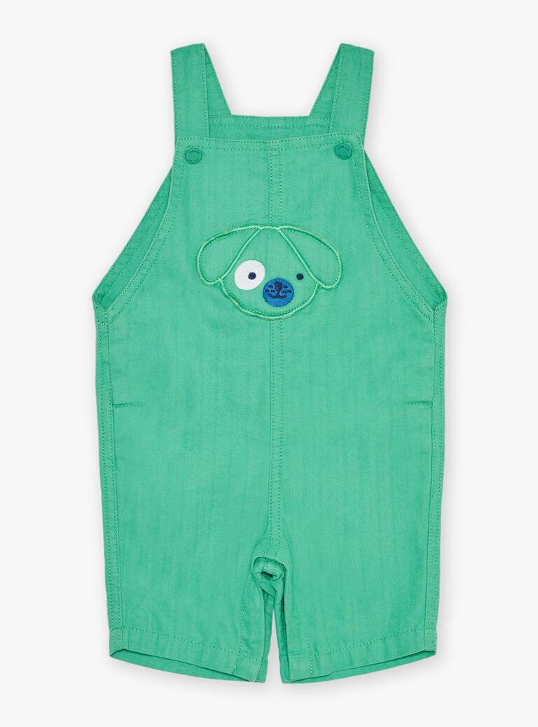 Salopette courte vert pistache en herringbone